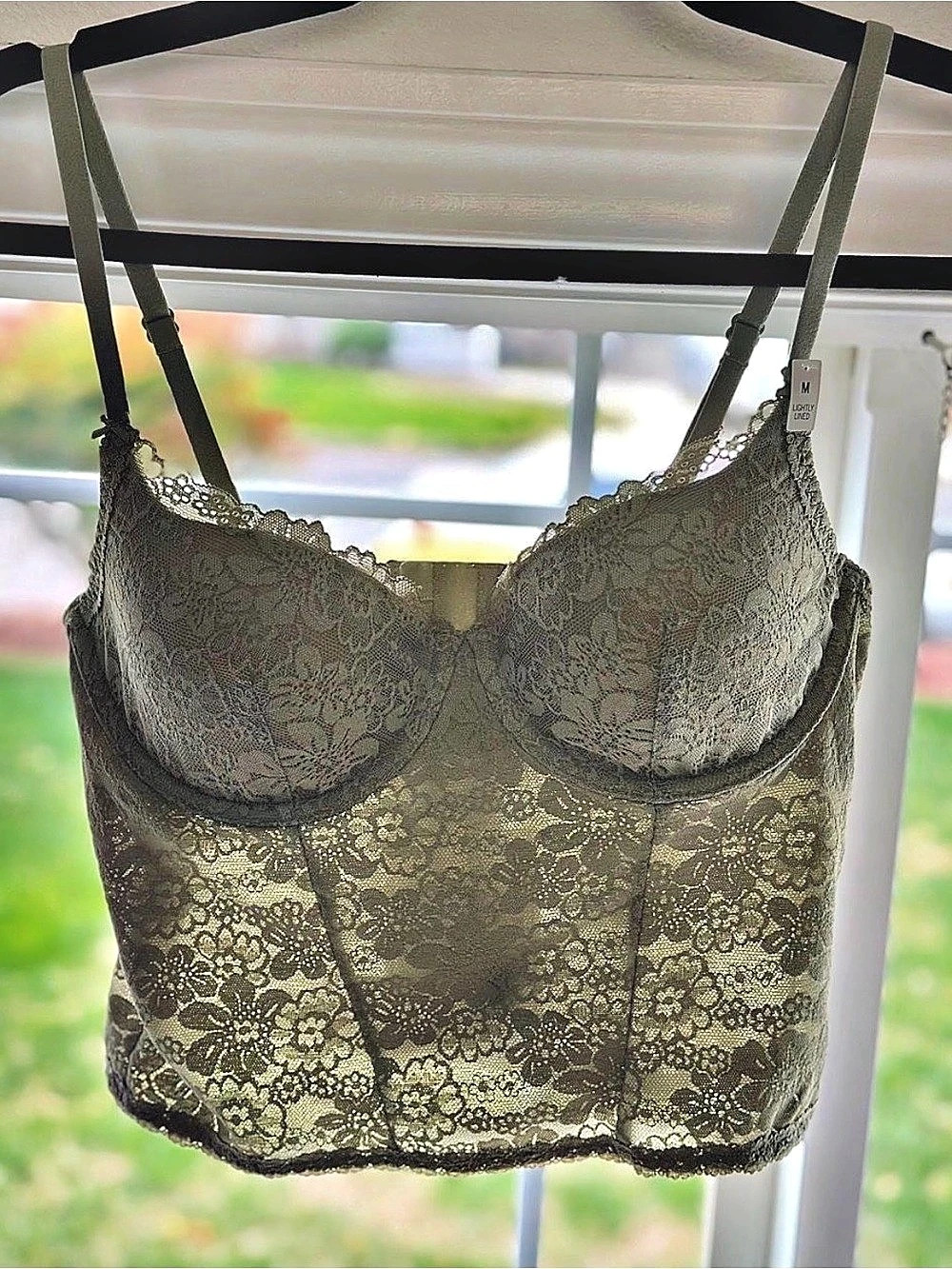 NWT PINK Victoria’s Secret Lace Corset Bustier Top M Floral